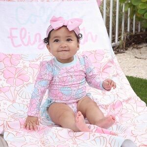 NWT Caden Lane Toddler Rashguard Ruffle Bottom Swim Suit